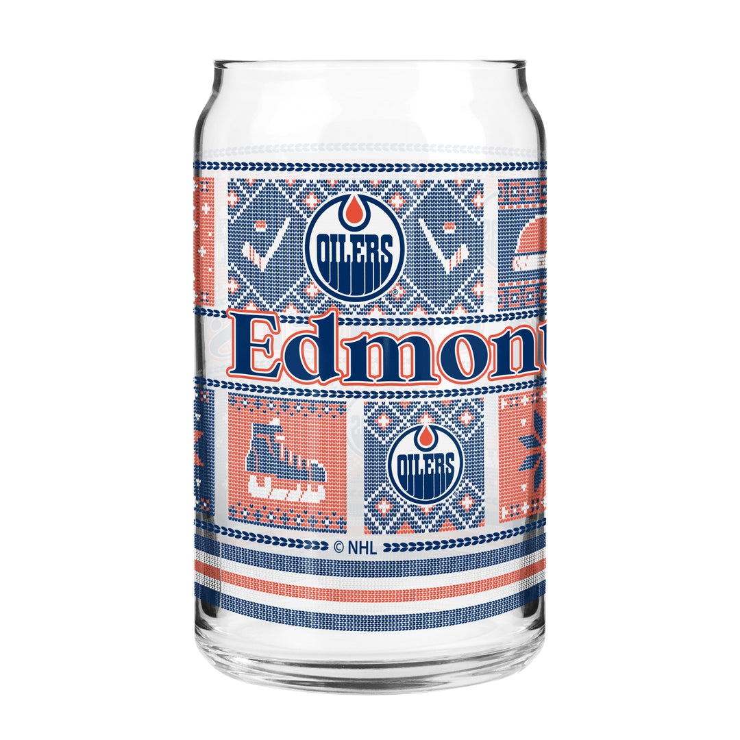 Edmonton Oilers Ugly Sweater 16oz Can Glass