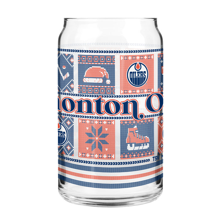 Edmonton Oilers Ugly Sweater 16oz Can Glass