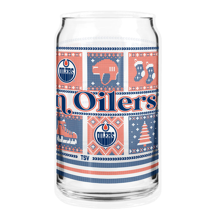 Edmonton Oilers Ugly Sweater 16oz Can Glass