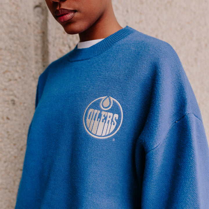 Edmonton Oilers Unisex Peace Collective Blue Essentials EDM Knit Sweater