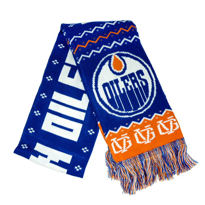 Edmonton Oilers Violent Gentlemen 2024 Christmas Holiday Blue Scarf