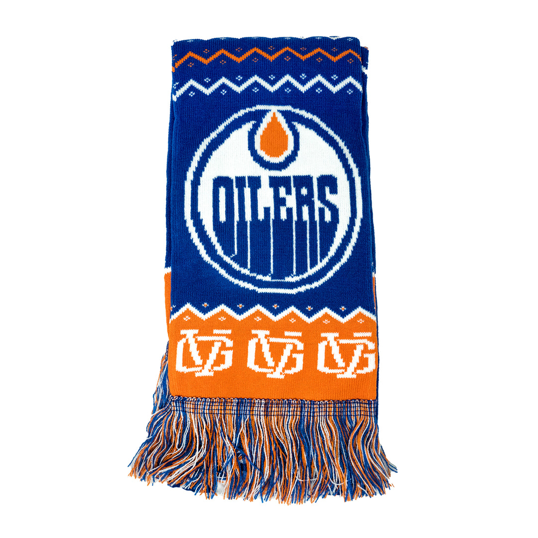 Edmonton Oilers Violent Gentlemen 2024 Christmas Holiday Blue Scarf