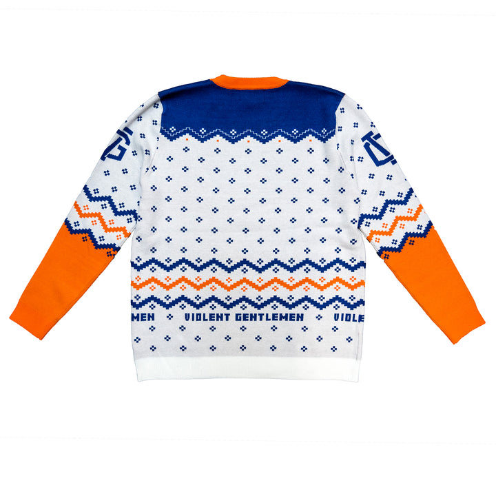 Edmonton Oilers Violent Gentlemen 2024 Christmas Holiday White Sweater