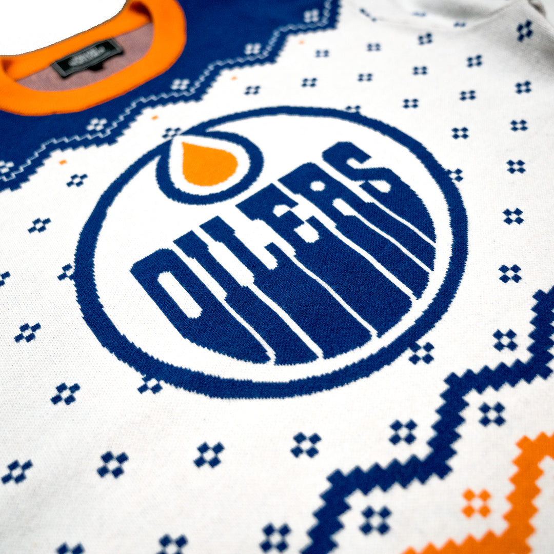 Edmonton Oilers Violent Gentlemen 2024 Christmas Holiday White Sweater