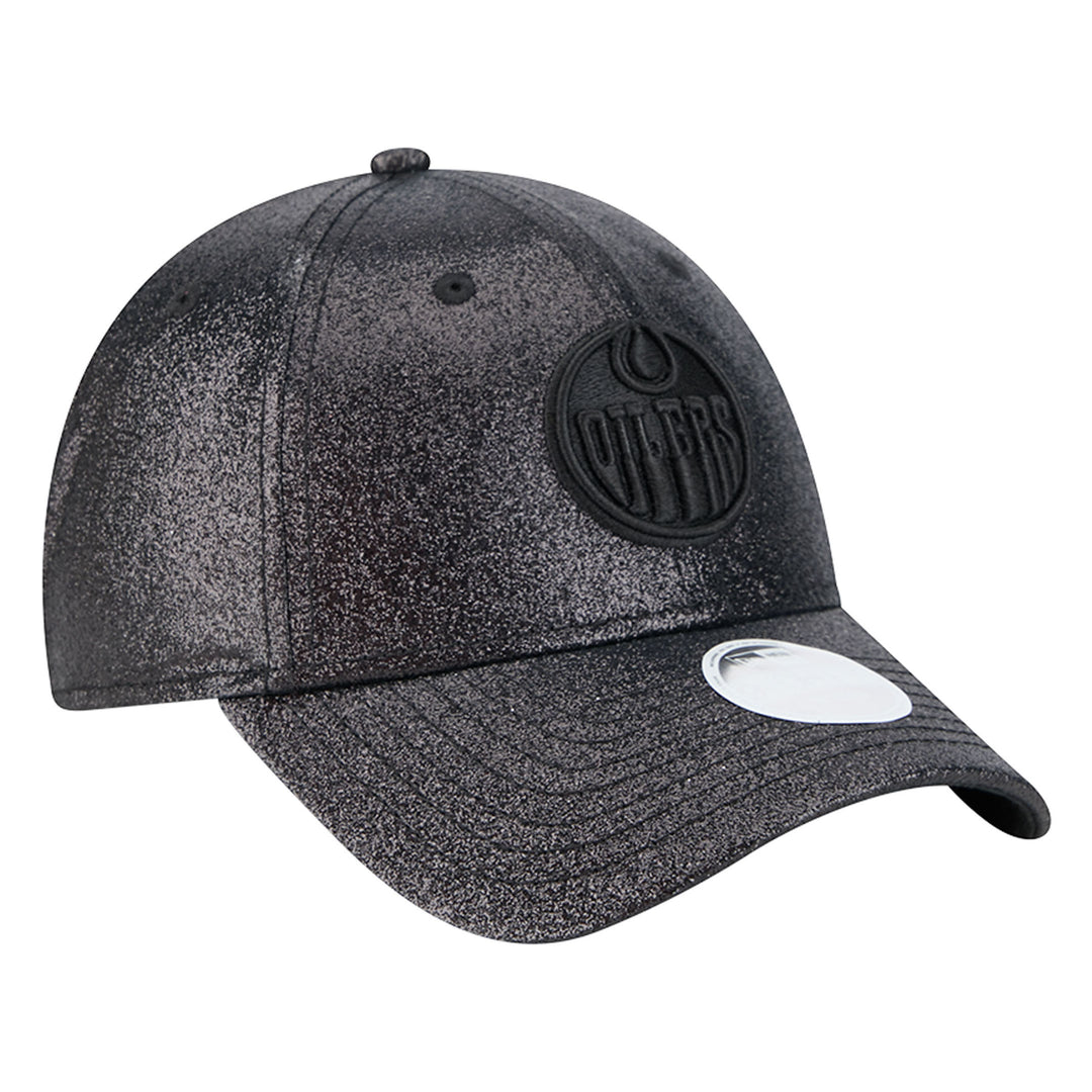 Edmonton Oilers Women's New Era Active Black Sparkly 9FORTY Adjustable Hat