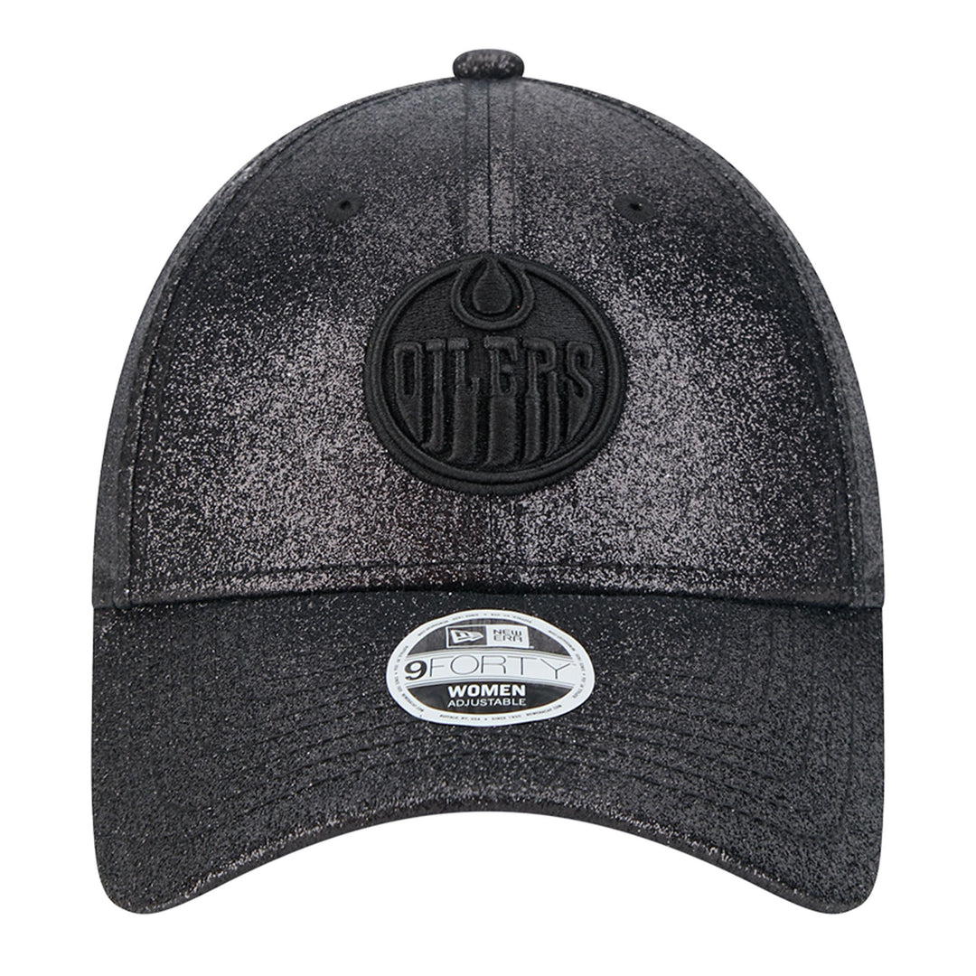 Edmonton Oilers Women's New Era Active Black Sparkly 9FORTY Adjustable Hat