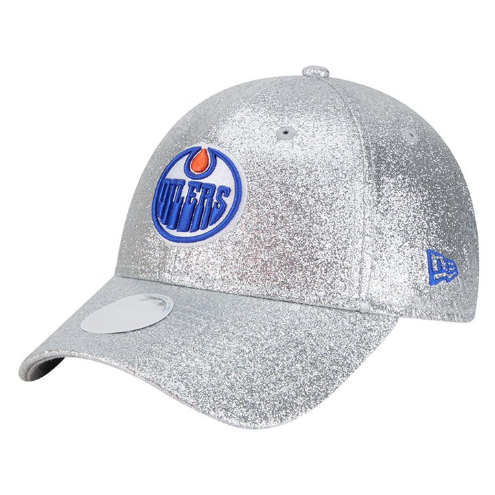 Edmonton Oilers Women's New Era Active Silver Sparkly 9FORTY Adjustable Hat