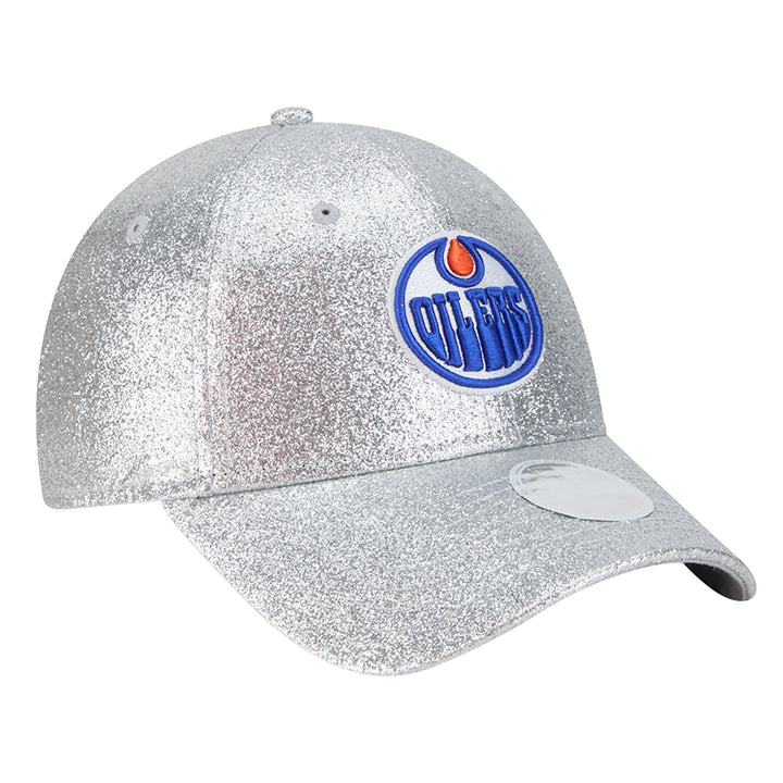 Edmonton Oilers Youth New Era Active Silver Sparkly 9FORTY Adjustable Hat