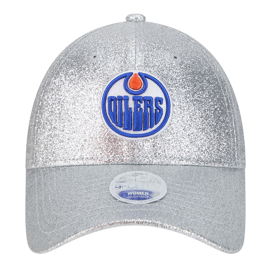 Edmonton Oilers Youth New Era Active Silver Sparkly 9FORTY Adjustable Hat