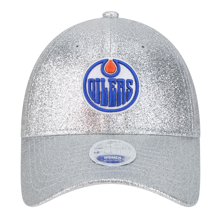 Edmonton Oilers Women's New Era Active Silver Sparkly 9FORTY Adjustable Hat