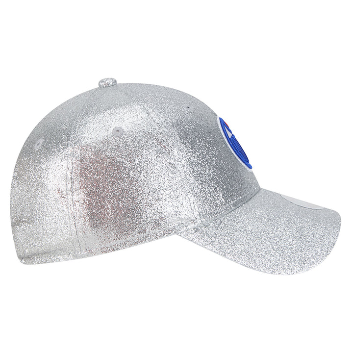 Edmonton Oilers Youth New Era Active Silver Sparkly 9FORTY Adjustable Hat