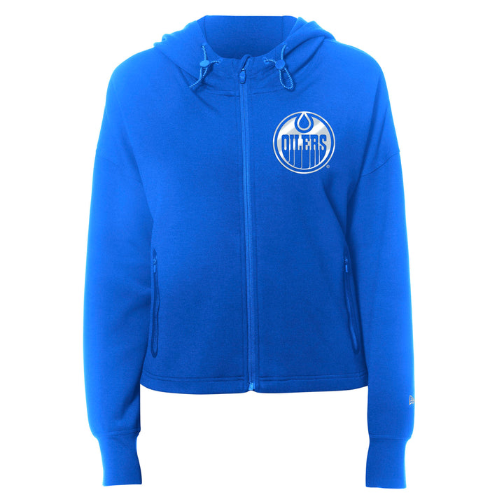 Edmonton Oilers Women's New Era Blue Active Full-Zip Hoodie