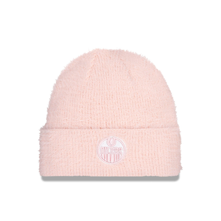 Edmonton Oilers Women's New Era Pink Active Fuzzy Cuff Knit Toque