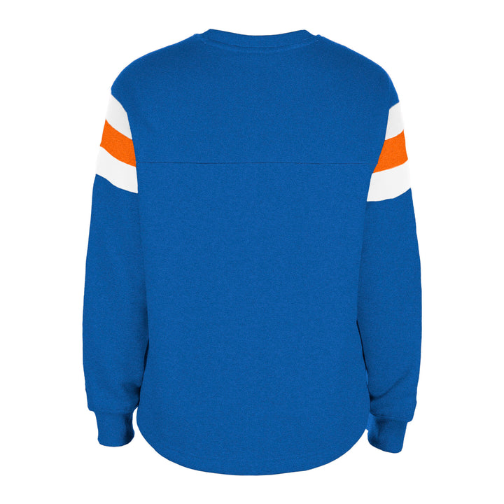 Edmonton Oilers Women's New Era Throwback Blue Crewneck Sweatshirt