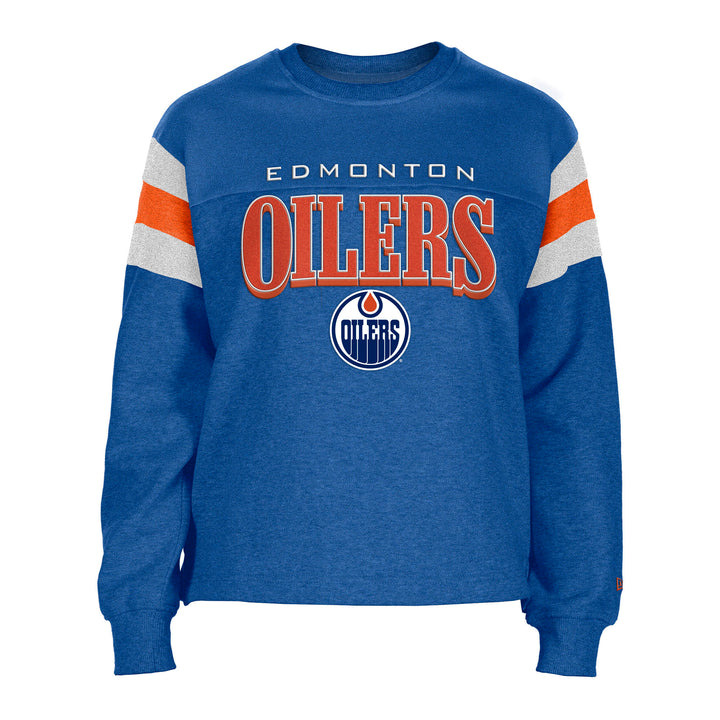 Edmonton Oilers Women's New Era Throwback Blue Crewneck Sweatshirt