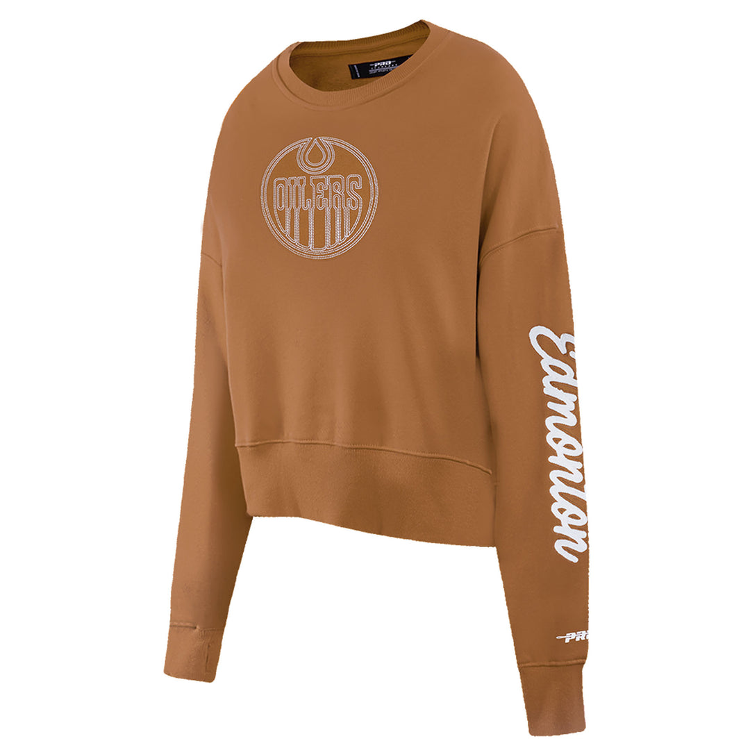 Edmonton Oilers Women's Pro Standard Paint the City Brown Crewneck Sweatshirt