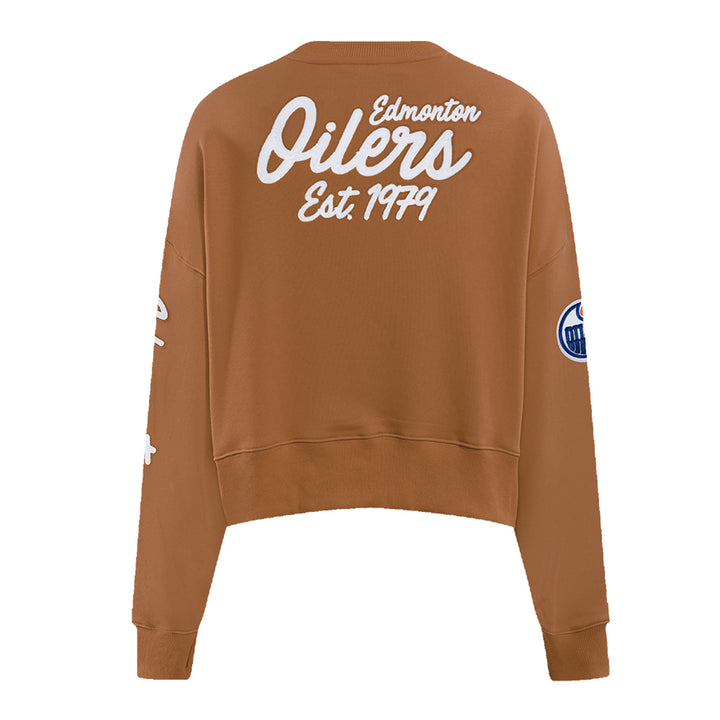 Edmonton Oilers Women's Pro Standard Paint the City Brown Crewneck Sweatshirt