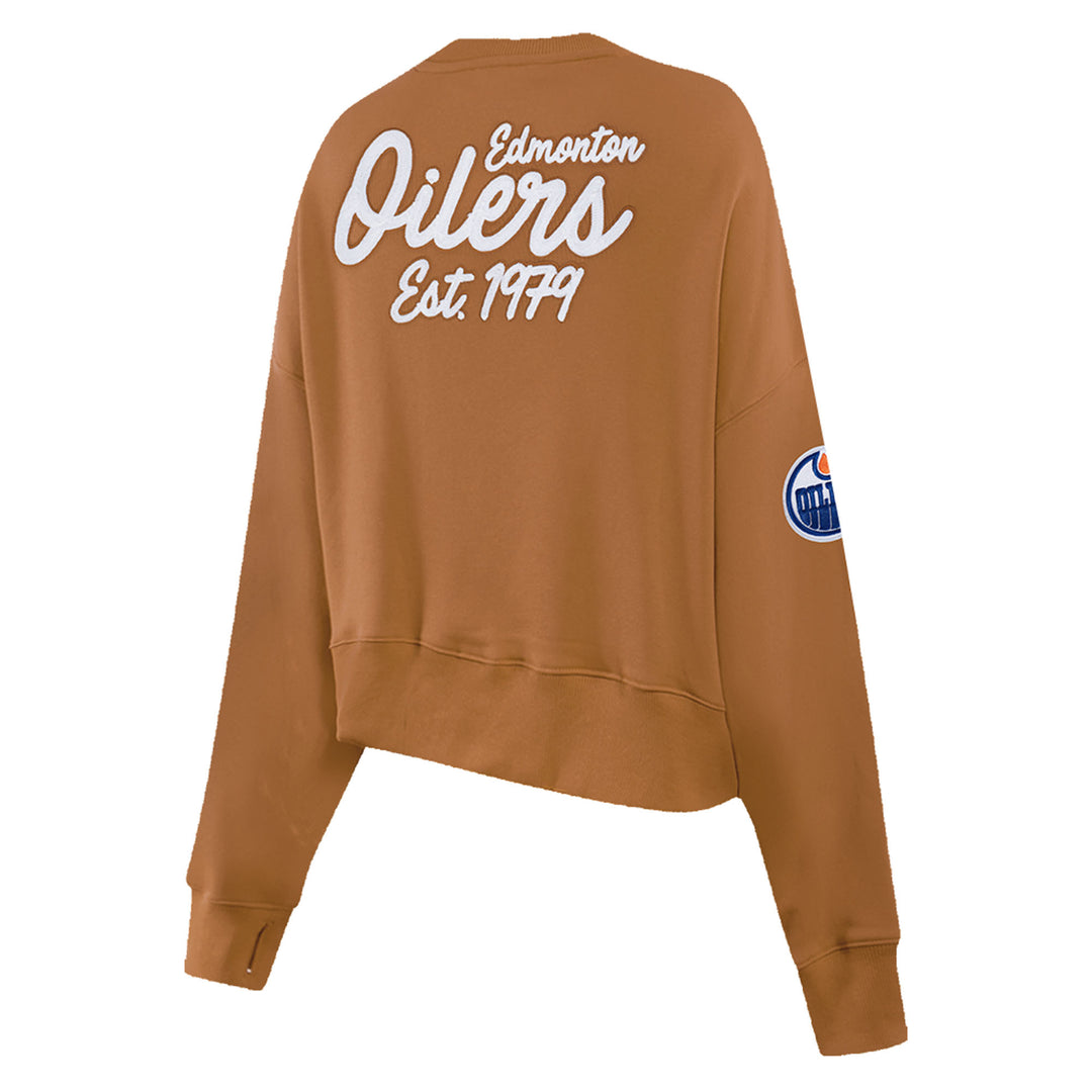 Edmonton Oilers Women's Pro Standard Paint the City Brown Crewneck Sweatshirt