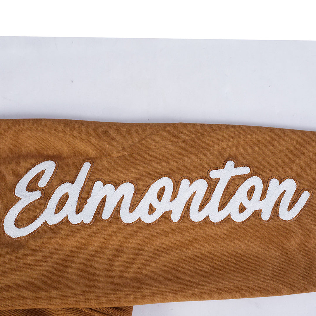 Edmonton Oilers Women's Pro Standard Paint the City Brown Crewneck Sweatshirt