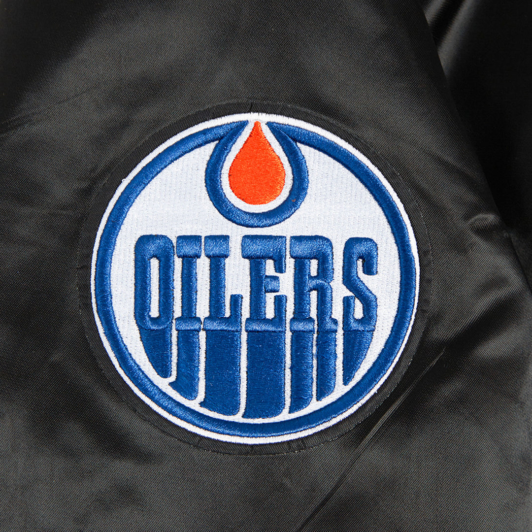 Edmonton Oilers Women's Pro Standard Paint the City Jewels Black Satin Jacket