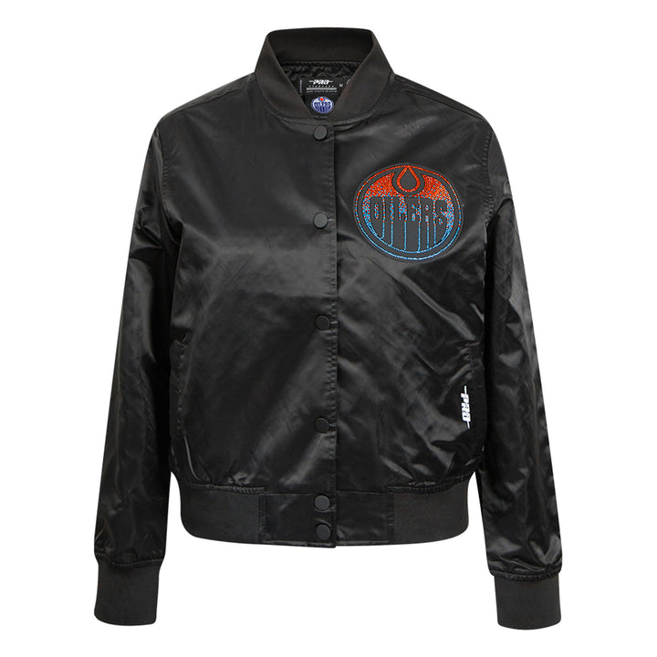 Edmonton Oilers Women's Pro Standard Paint the City Jewels Black Satin Jacket