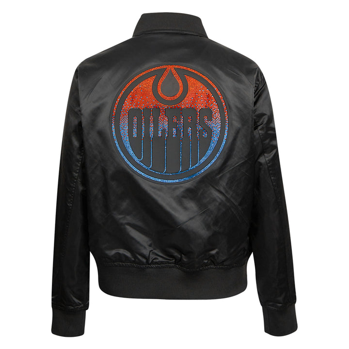 Edmonton Oilers Women's Pro Standard Paint the City Jewels Black Satin Jacket