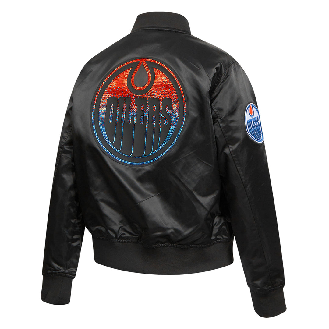 Edmonton Oilers Women's Pro Standard Paint the City Jewels Black Satin Jacket