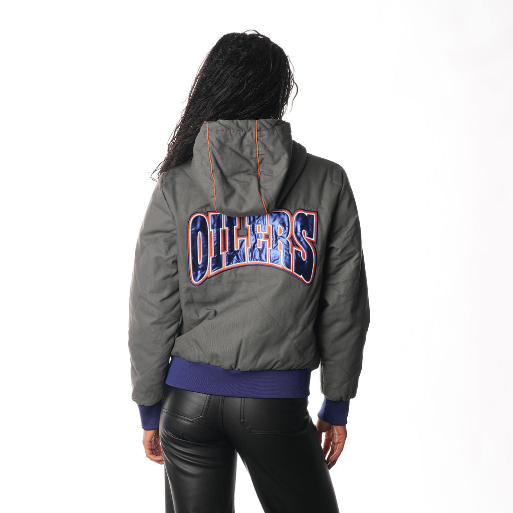 Edmonton Oilers Women's The Wild Collective Grey Quilted Jacket