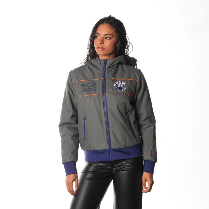 Edmonton Oilers Women's The Wild Collective Grey Quilted Jacket