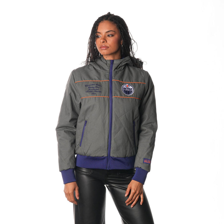 Edmonton Oilers Women's The Wild Collective Grey Quilted Jacket