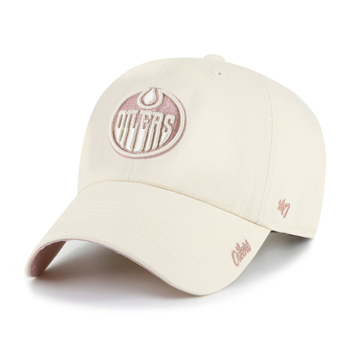 Edmonton Oilers Women's '47 Cream Ballpark Cheer Clean Up Adjustable Hat