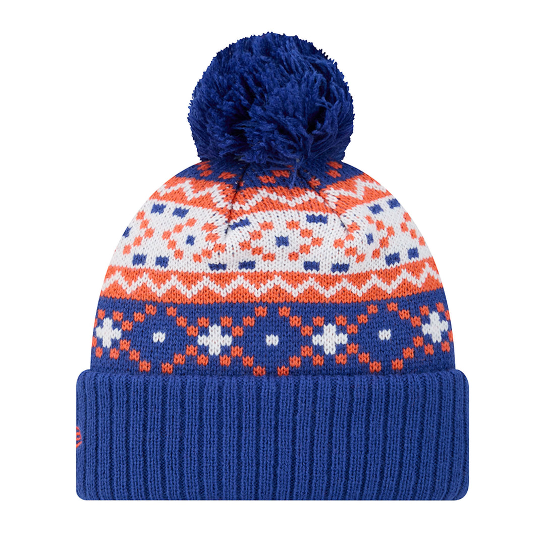 Edmonton Oilers Youth New Era Blue Nostalgia Cuff Knit Toque w/ Pom