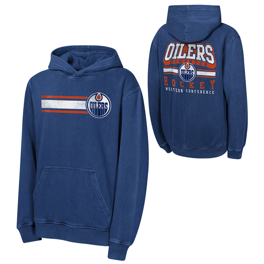 Edmonton Oilers Youth Outerstuff Blue Cross Fade Hoodie