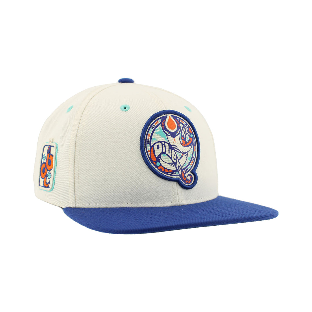 Edmonton Oilers Zephyr 2025 Lunar New Year "Year of the Snake" Cream & Blue Snapback Hat