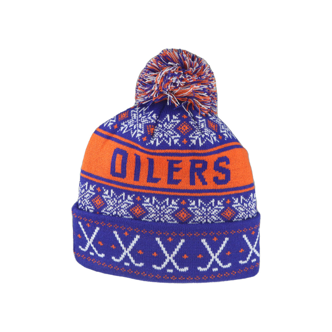 Edmonton Oilers Zephyr Blue Holiday Knit Icebox Toque w/ Pom