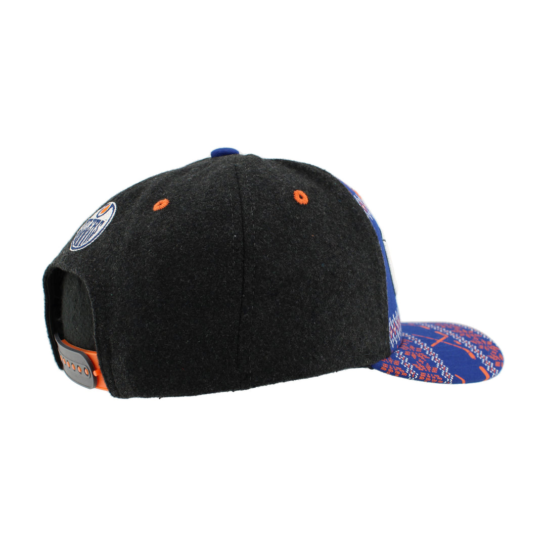 Edmonton Oilers Zephyr Blue and Grey Holiday Lights Snapback Hat