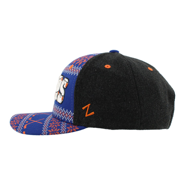 Edmonton Oilers Zephyr Blue and Grey Holiday Lights Snapback Hat