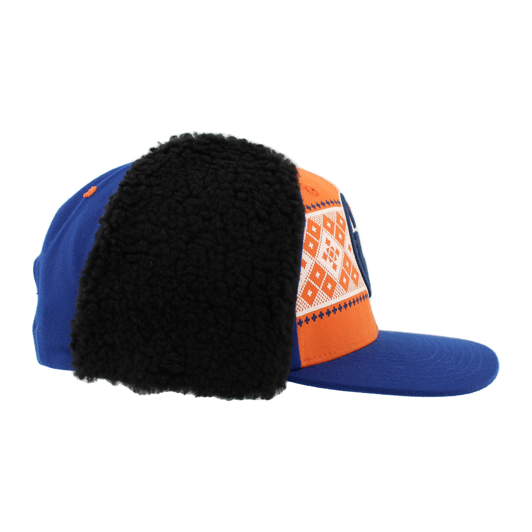 Edmonton Oilers Zephyr Blue and Orange Holiday Jingle 3D Earmuff Snapback Hat