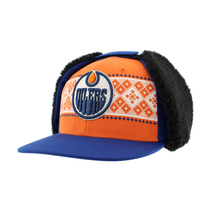 Edmonton Oilers Zephyr Blue and Orange Holiday Jingle 3D Earmuff Snapback Hat