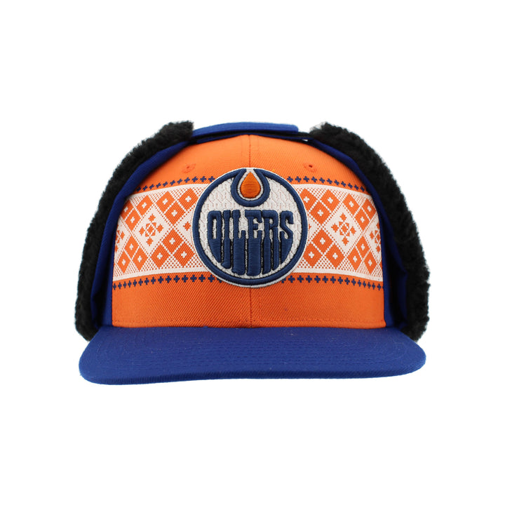 Edmonton Oilers Zephyr Blue and Orange Holiday Jingle 3D Earmuff Snapback Hat