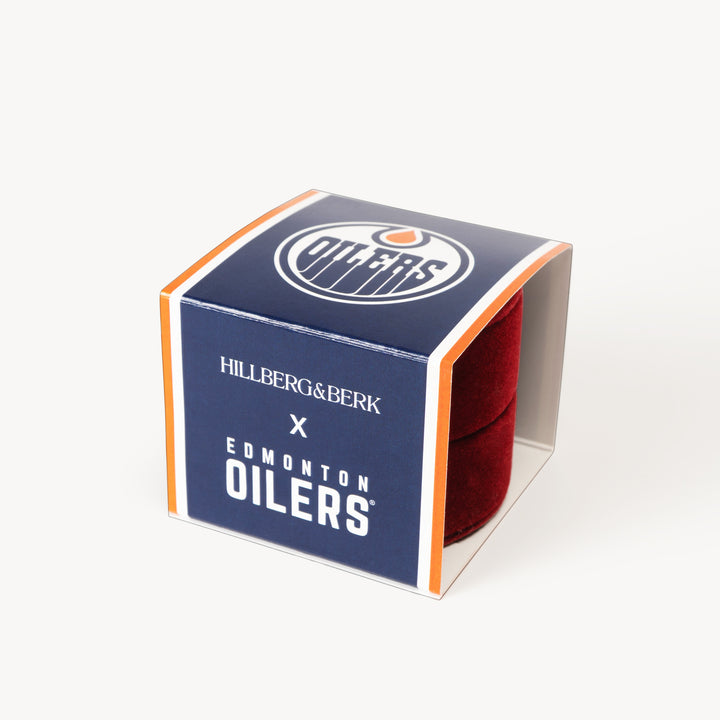 Edmonton Oilers Hillberg & Berk Navy & Orange Sparkle Reversible Hoop Earrings