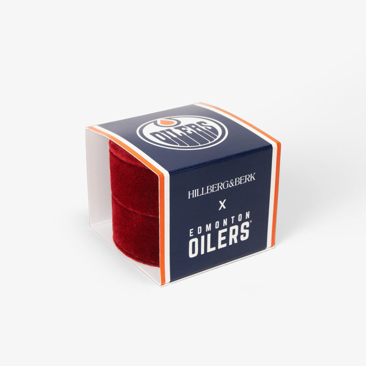 Edmonton Oilers Hillberg & Berk Navy & Orange Sparkle Reversible Hoop Earrings