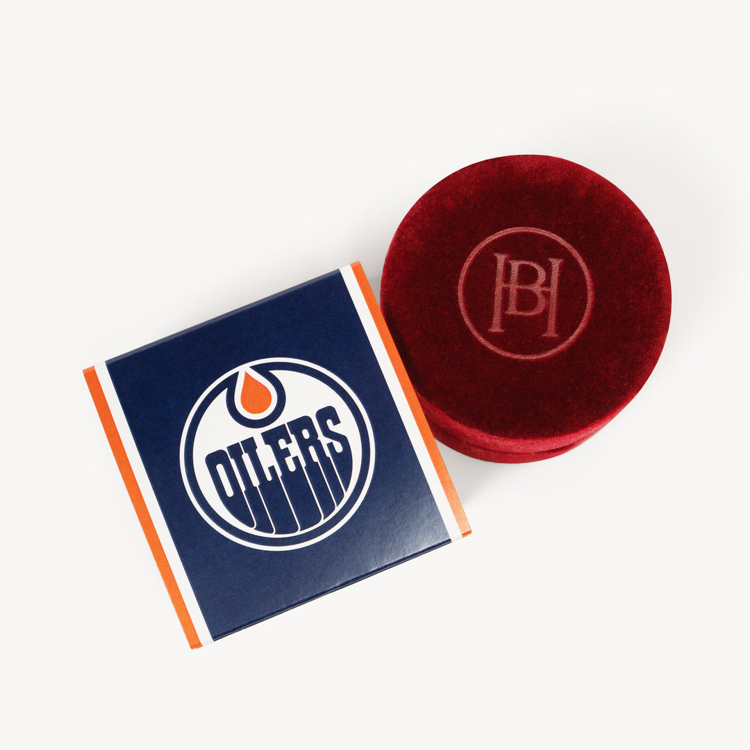 Edmonton Oilers Hillberg & Berk Orange Always On Sparkle Hoop Earrings