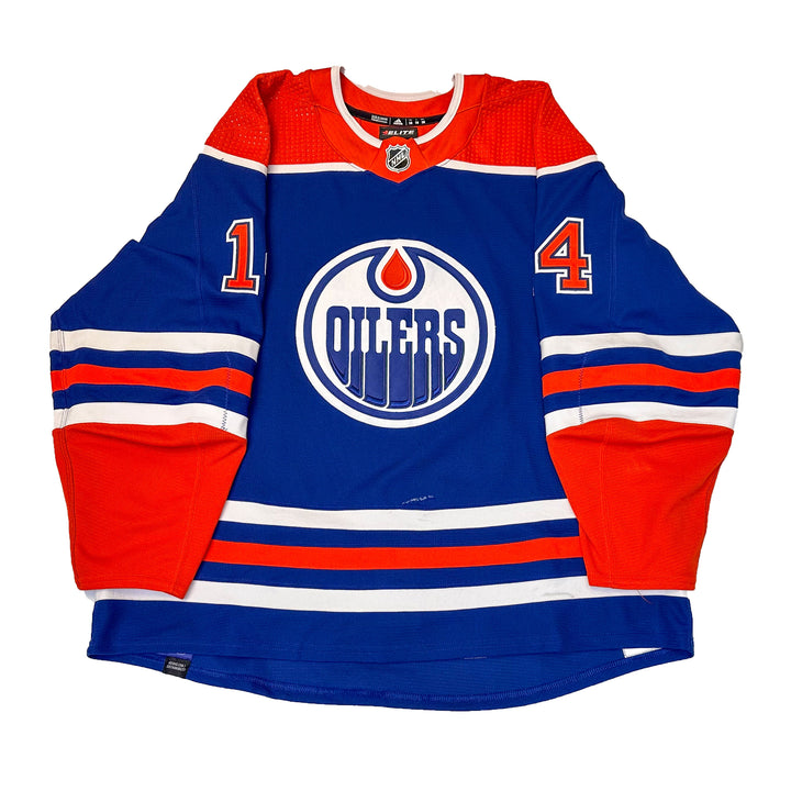 Mattias Ekholm Edmonton Oilers Game Worn Jersey - 2023-24 Playoffs Royal Blue Set #1 - B00525