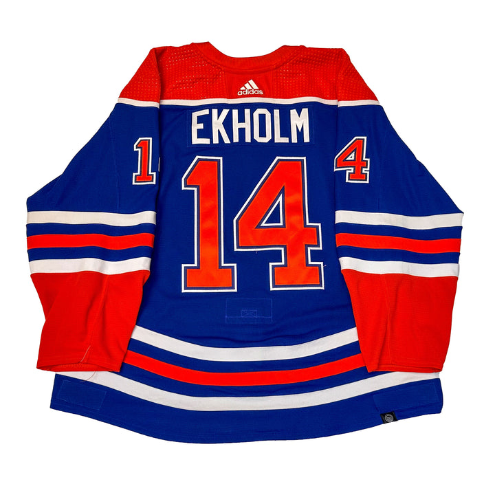 Mattias Ekholm Edmonton Oilers Game Worn Jersey - 2023-24 Playoffs Royal Blue Set #1 - B00525