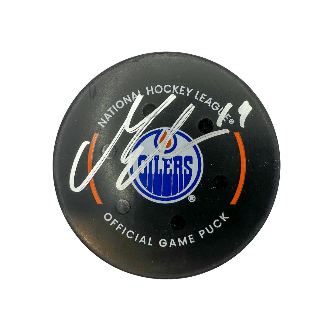 Mattias Ekholm Edmonton Oilers Autographed Goal Puck - Dec. 6/2023 vs Carolina Hurricanes #24220