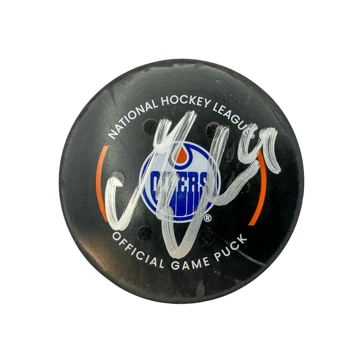 Mattias Ekholm Edmonton Oilers Autographed Goal Puck - Mar. 21/2024 vs Buffalo Sabres #24540