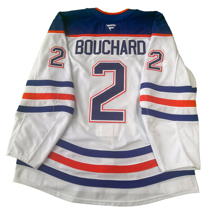 Evan Bouchard Edmonton Oilers Game Worn Jersey - 2024-25 White Set #1 - C00169