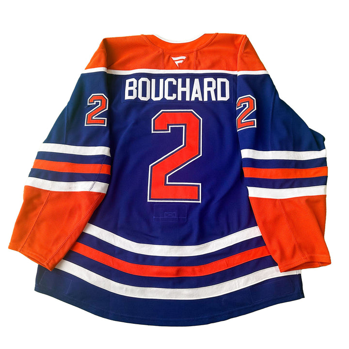 Evan Bouchard Edmonton Oilers Game Worn Jersey - 2024-25 Royal Blue Set #1 - C00143