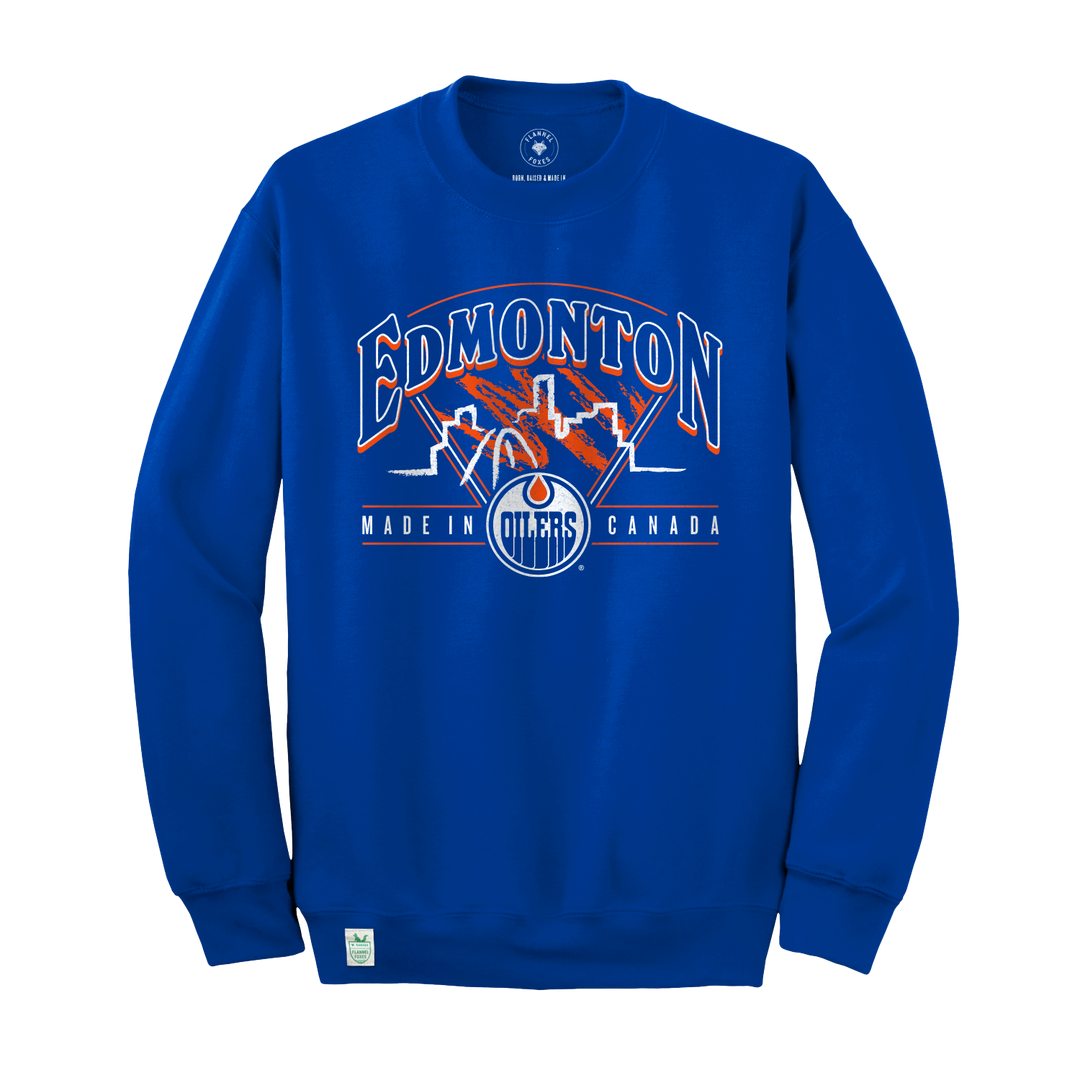 Edmonton Oilers Men's 47 Brand Blue Orange Pullover Jersey Hoodie - Medium